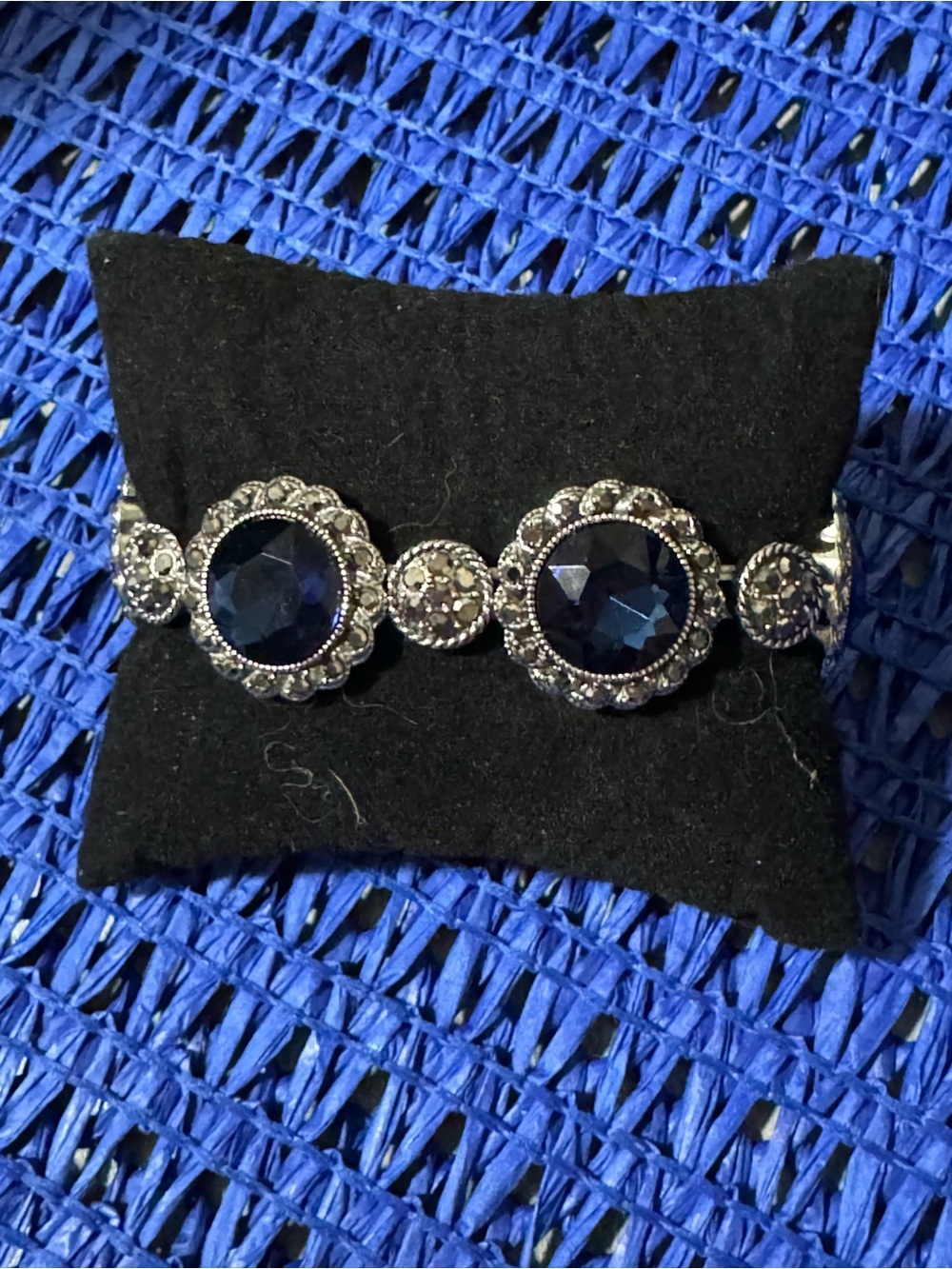 Paparazzi Palace Property Silver-tone bracelet. Blue Crystals.